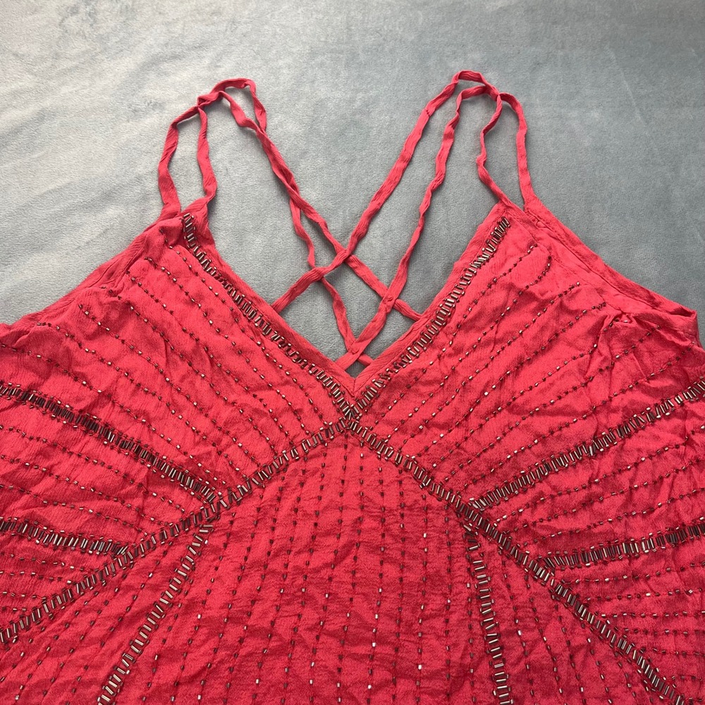 NWT Anthropologie x Ranna Gill Art Deco  V‎ Neck Strappy Cami Red XS - Picture 3 of 9